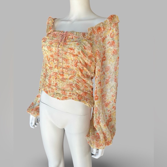 Free People Mabel Floral Printed Boho Blouse Medium NWT - Picture 1 of 8